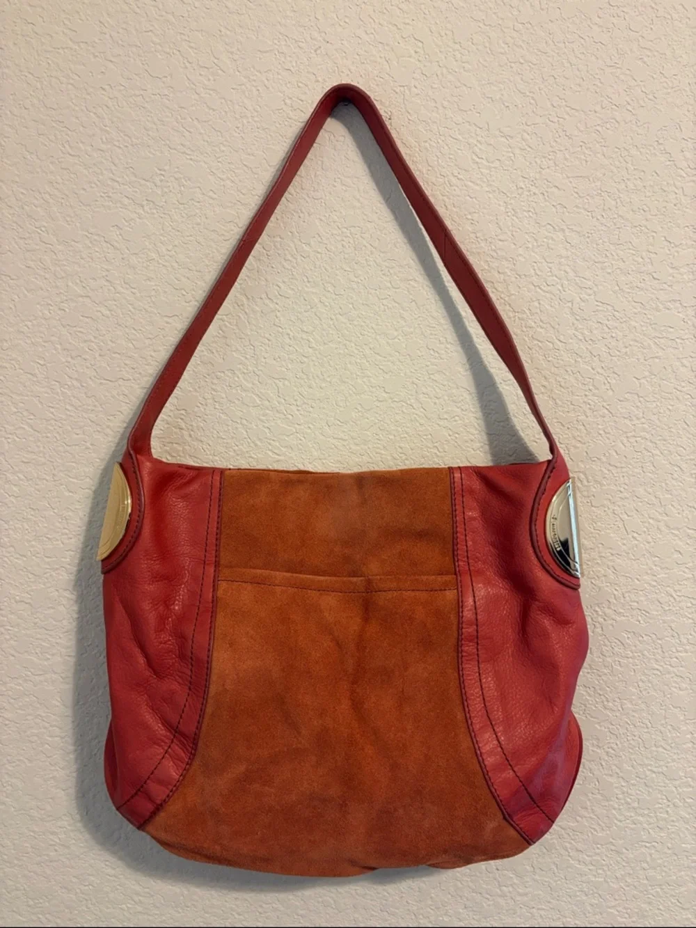 B. Makowsky Suede Leather Shoulder Bag in Burnt Orange - Picture 1 of 9